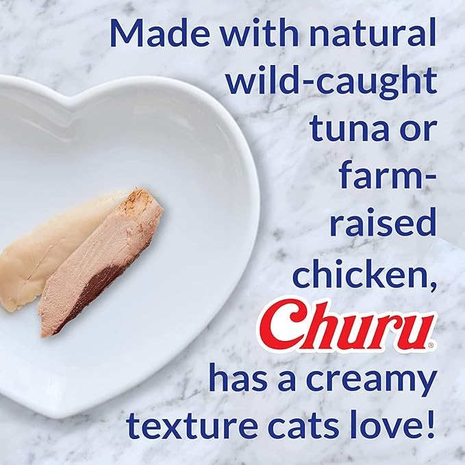 INABA Churu for Cats, Functional, Creamy Lickable Purée Cat Treat for Hairball Control, 0.5 Ounces Each, 24 Tubes (4 per Pack), 2 Flavor Tuna and Chicken Variety Pack