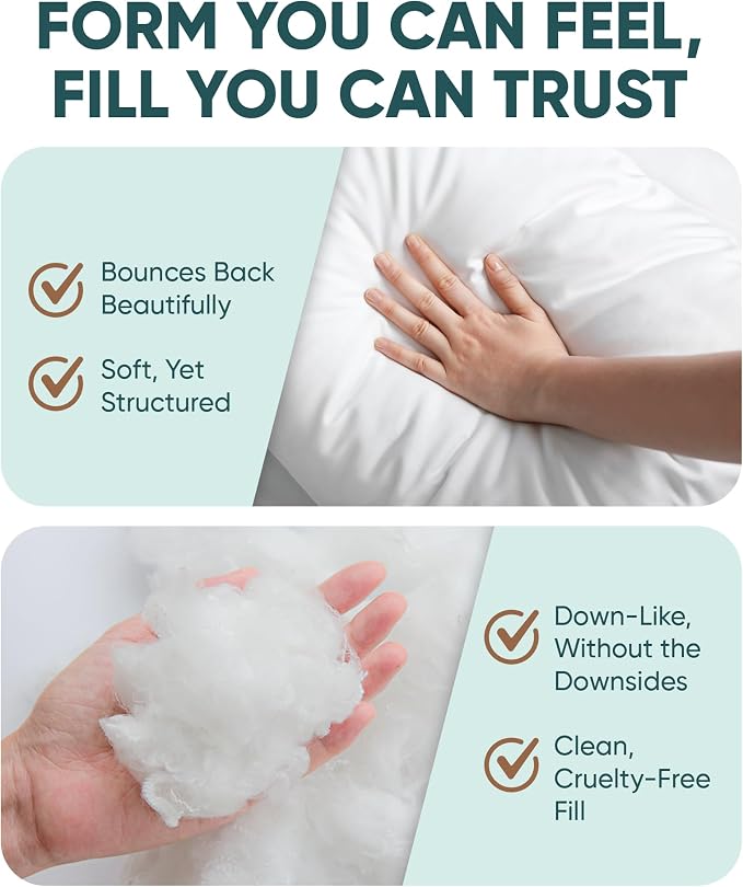 Pillowflex Synthetic Down Pillow Insert 21x21 in - Karate Chop Pillow | Large Square Sham Form, Plush Polyester Cotton Blend, Cloud-Like Comfort, Clump-Resistant Fill, Smooth Elegant Finish