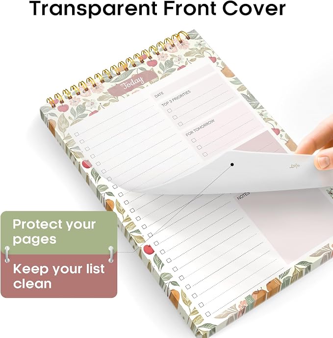 Taja To Do List Notepad, Undated Daily Planner for Work and Goal Setting | Cherry Orchard, 52 Sheets, 9.8" x 6.5" , for Office, Home and school, Daily Task Planning, Notes and Everyday Organization