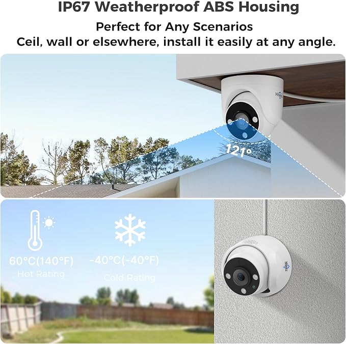Hiseeu 12 Channel Wired Security Camera System with Smart Dual Light | Audio,Person/Vehicle Detection,121��Wide View,5MP DVR,12PCS 5MP IP67 Outdoor CCTV Cameras,3TB HDD for 24/7 Surveillance