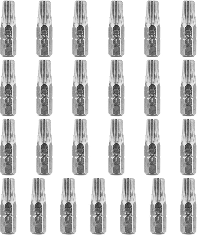 HPHOPE T30 Screwdriver Bit Set, Torx Bits T30, 1/4" Hexagon Bit (Length: 1", 25 Pack)
