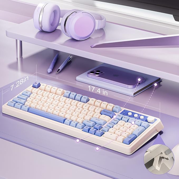 AULA S99 Wireless Keyboard,Bluetooth Computer Gaming Keyboards | 99 Keys with Number Pad,RGB Backlit,Programmable,Creamy Sounding,Tri-Mode BT/2.4GHz/USB-C,2000mAh Thocky Membrane Keyboard
