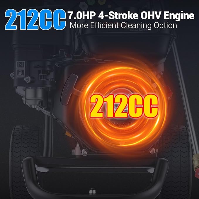 4200PSI Gas Pressure Washer 4.0GPM Gas Power Washer 212CC Gas Powered Washing Machine Commercial High Pressure Washer with 25ft Hose&5 Nozzles for Patio Garden Yard Vehicle,EPA/CARB/ETL (Black)