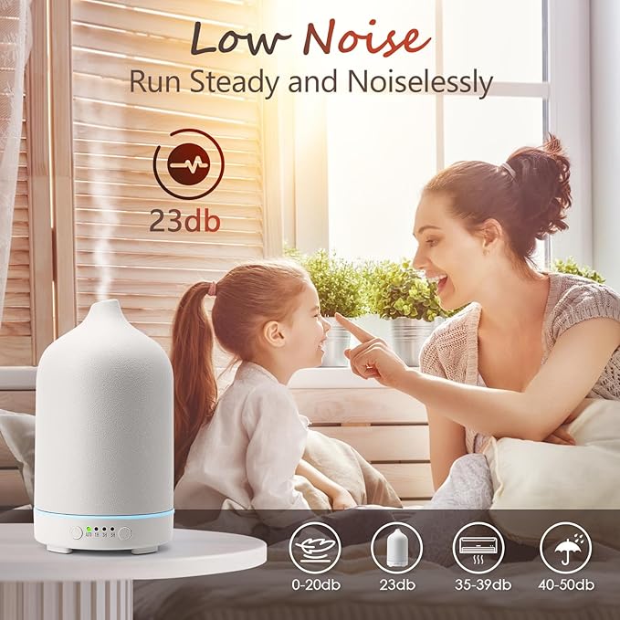 Diffuserlove Ceramic Diffuser 250ML Essential Oil Diffusers Aromatherapy Essential Oil Diffuser for Room Air Diffuser for Home Bedroom Stone Diffuser (White Big Size 250ml)