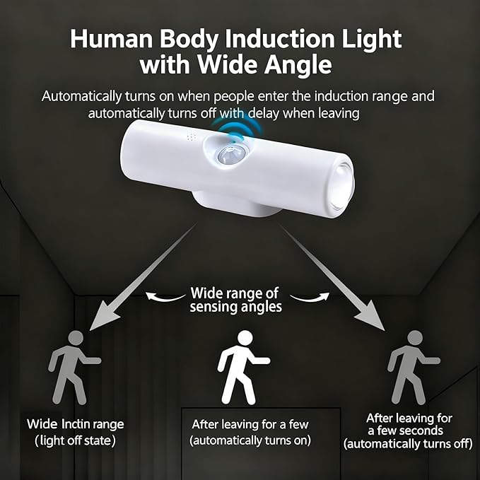 Rechargeable Smart LED Motion Sensor Ambient Light, Punch-Free Color Changing Motion Sensor Light for Stairs, Wardrobe, Cabinet (6Pcs,Black, 3 Colors)