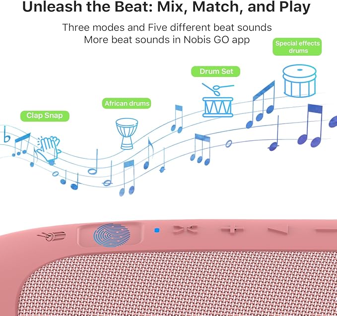 NOBIS Clip N1 Portable Bluetooth Speaker with App, Beat Mode, Up to 24H Playtime, IP68 Waterproof, BT 5.3, HD Sound, Stereo Pairing, Custom EQ, Perfect for Outdoor, Home and Adventure (Pink)