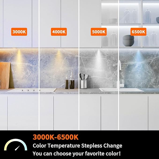 VST Smart Under Cabinet Lighting Work with Alexa Google Home Assistant App Remote Control, Recessed or Surface Mount 12V 2W/pc Puck Light for Kitchen Under Counter, Display Case, 10 Pack 3000K~6000K