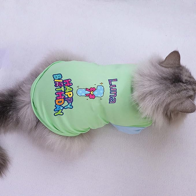 Custom Dog Birthday Shirt,Personalized Pet Apparel Print with Name Age Number,Pet Birthday Outfit,Lightweight Breathable Cotton Vest for Small Medium Large Dogs Cat (Dopamine Pink, Medium)