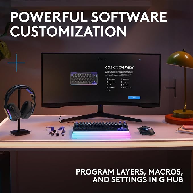 Logitech G512 X 75 TMR + Tactile Switch Mechanical Gaming Keyboard - Black | Hot-Swappable 9x TMR Rapid Trigger + Tactile Mechanical Switches, Gasket, PBT Keycaps, <8K, LIGHTSYNC RGB, for PC & Mac