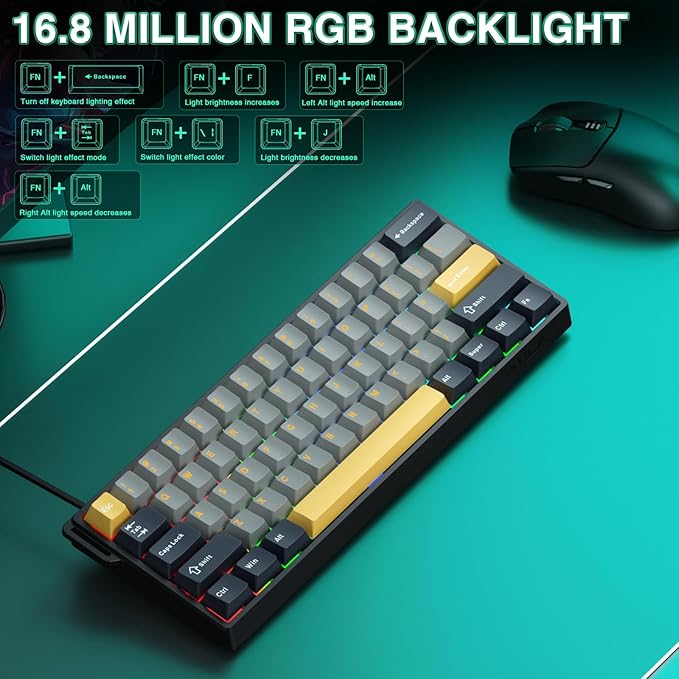 AULA WIN60 HE MAX - 60% Mechanical Gaming Keyboard Wired, Hall Effect Magnetic Switches Hot Swappable, Adjustable Actuation Rapid Trigger Mode, 8000 Hz Polling Rate, 60 Percent Keyboard Compact Design