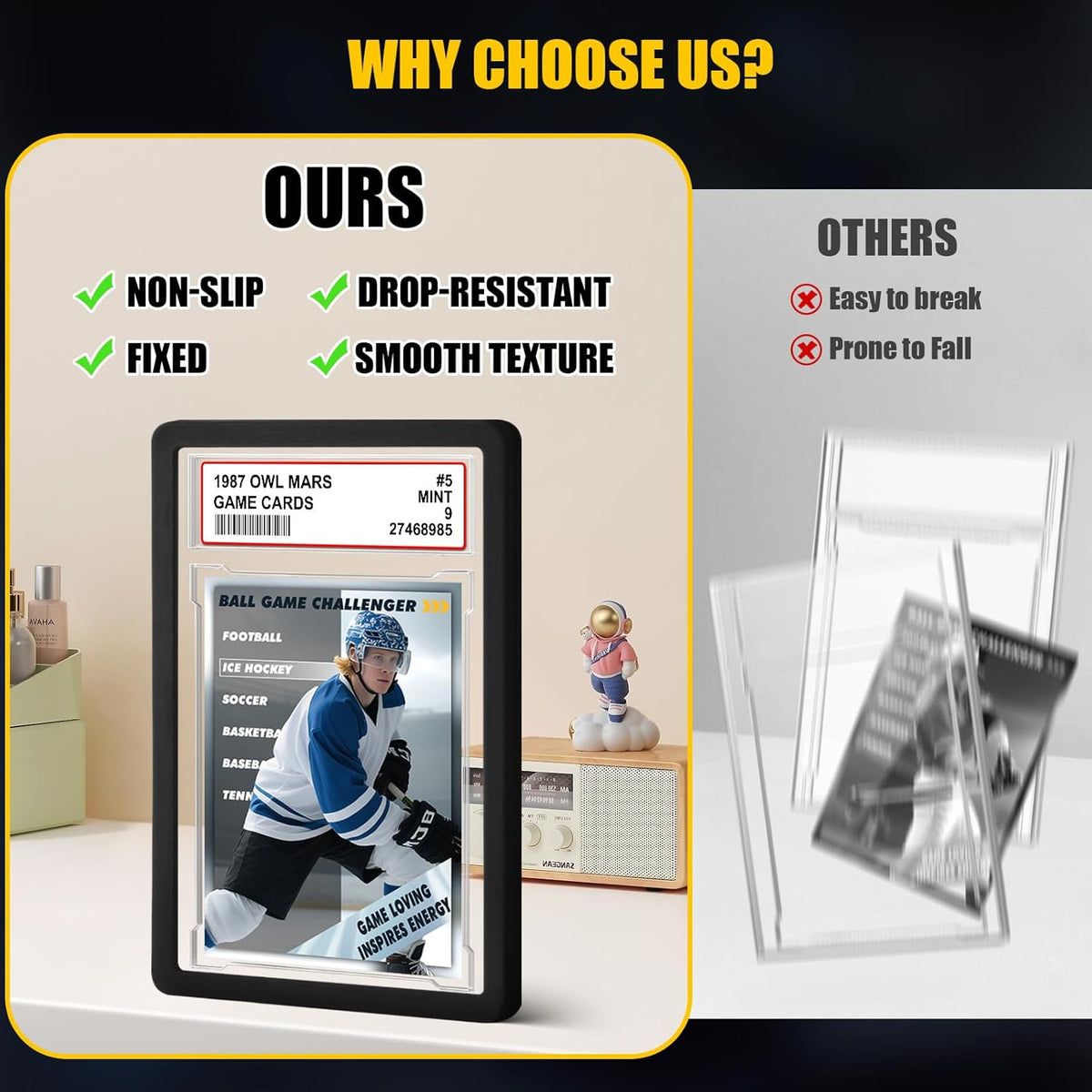 PSA Graded Card Slab Bumper Set - Durable TPU Protectors for Game, Sports & Trading Cards