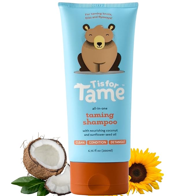 T is for Tame - 3-in-1 Baby Shampoo, Conditioner & Detangler for Kids – Tear-Free, Hypoallergenic, Cleanses, Conditions, Detangles with Plant-Based Ingredients - 6.76 fl oz
