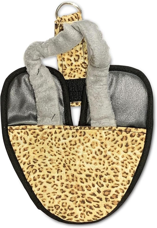 Bird Diaper, Wrap Around, for Larger Pigeons, Small Breed Hens & Roosters, Leak-Proof Design, Comfortable Fleece Strap Bird Harness with Sewn-in Liner & Secure Hook and Loop Closure - XS, Leopard
