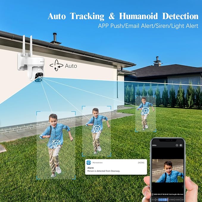 (2026 Update) 5MP PT Wireless Security Camera System with AI Human Tracking, Dual-Band 2.4G&5G WiFi, 130�� Wide Angle, 2-Way Audio, No Monthly Fee, Outdoor Home Security Kit