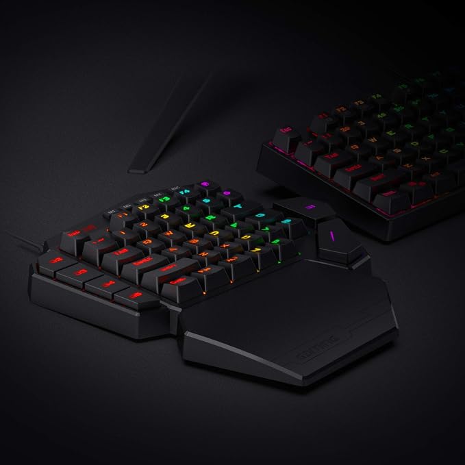 Redragon K585 Wired One-Handed RGB Gaming Keypad, Tactical 42-Key Layout | On Board 28 Combo Slots 4 Profiles Keyboard, USB Pass-Through Port, 16.8M Colors, Swap-Ready Socket, Detachable Wrist Rest