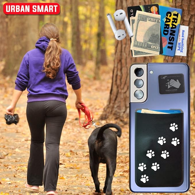 Phone Wallet - Adhesive Card Holder - Cell Phone Pouch - Stick on Lycra Pocket by Gecko - Carry Credit Cards and Cash