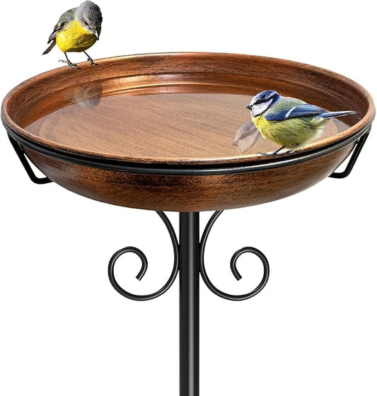 38In Freestanding Bird Bath for Outside, Detachable Birdbaths with Metal Stake, Bird Bath Feeder Bowl for Outdoors Garden Patio Yard Lawn,Sturdy Upgraded 5 Pronged Base (Vintage Bronze)