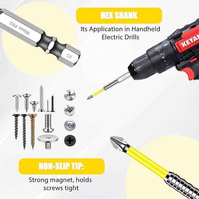 High Magnetic Screwdriver Drill Bit Set, 2025 Upgraded K5 Impact Resistant Strong Magnetic Comprehensive Screwdriver Set Anti Slip Drill Bits Premium Screwdriver Bit Set (6PCS)