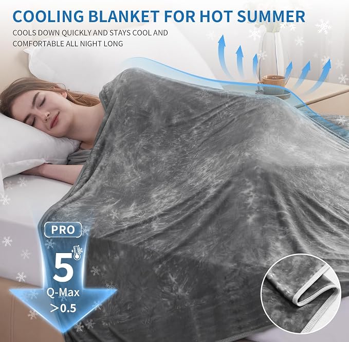 Guohaoi Cooling Blanket for Hot Sleepers and Night Sweats 60"x90" Full Size | Arc-Chill Q-Max >0.5 Cool Fiber,100% Oeko-Tex Certified Lightweight Summer Blanket for Travel/Outdoor Ultra Cold Breathable