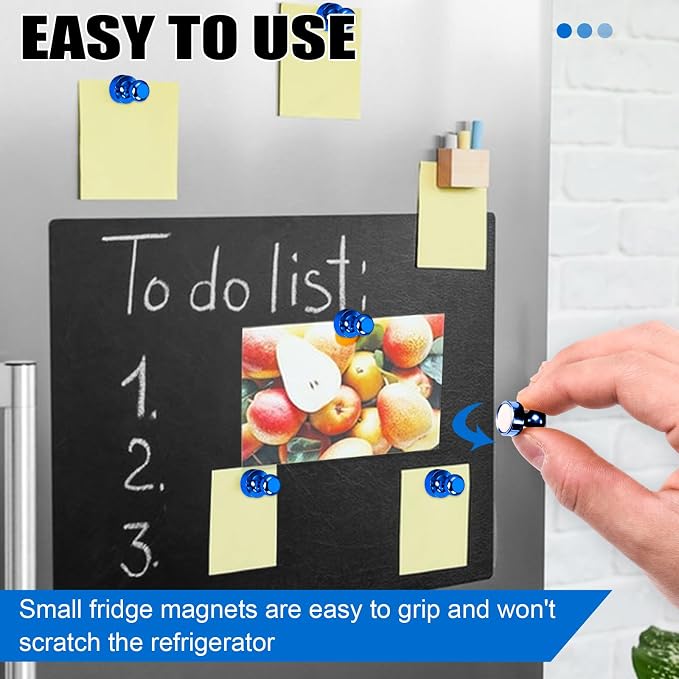 LOVIMAG Fridge Magnets 20Pcs, Magnet for Refrigerator Whiteboard, Blue | Small Strong Neodymium Metal Cute Push Pin for Classroom, Kitchen, Accessories Decorative, Office, Calendar