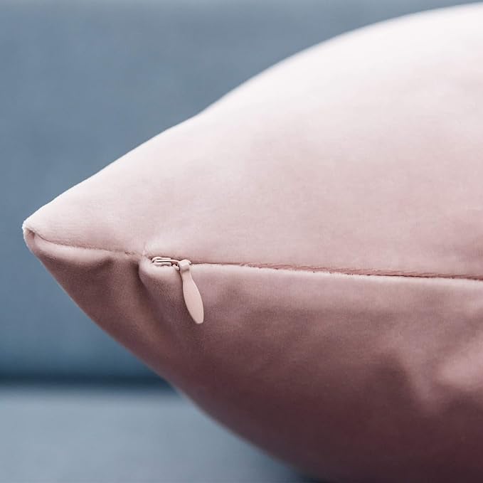 Pink 20x20 Throw Pillow Covers Set of 2 Decorative Velvet Cushion Covers | Soft Pillow Cases with Invisible Zipper for Modern Couch Sofa Bed Living Room Bedroom Home Decor