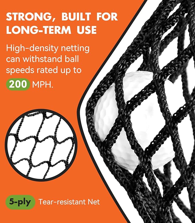 Golf Net: 10x7ft Heavy Duty Golf Practice Net for Indoor/Outdoor Training, Portable Golf Hitting Net with Carry Bag, Ideal Golf Training Aid for Golfers Backyard Driving Chipping Swing (Standard)