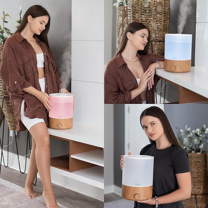BlueHills Premium Set of Two Large 2500 ML and 4000 ML XL Essential Oil Diffusers Humidifier Combo for Large Room Home with Décor Cover LED Lights Great Gift – Value Pack of Wood Grain.
