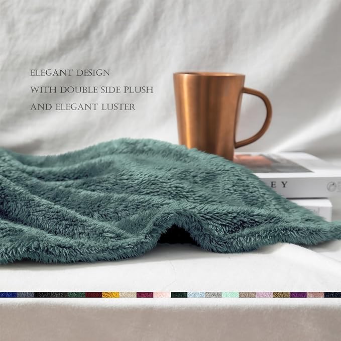Exclusivo Mezcla Fuzzy Plush Fleece Bed Blanket Twin XL Size, Celadon | 90x66 Inches, Super Soft and Cozy Bed Blanket, Fluffy Blanket for Bed, College Dorm Room Essentials, All Season