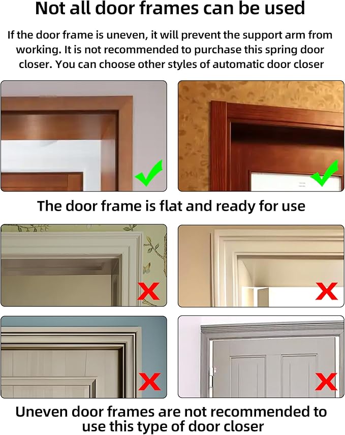 Spring Automatic Door Closer, Door Closer for Home, Screen Door，Household, no Need to Remove Door Hinges(1 PC Silver)
