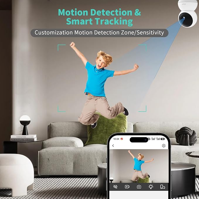 Alaga Indoor Security Camera,3K 5G and 2.4G WiFi, 360�� Pan/Tilt, Human/Pet/Motion AI, Night Vision, Speaker, Indoor Camera with Phone App, Compatible with Alexa & Google Assistant���2-Pack White