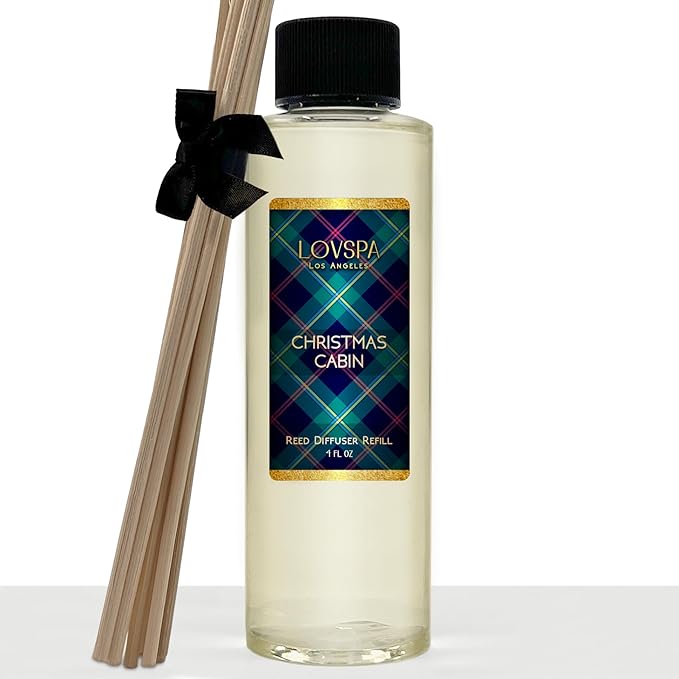 LOVSPA Christmas Cabin Diffuser Oil - Holiday Essential Oils for Diffuser Refill & Air Freshener Room Spray - Long-Lasting & Natural Home Fragrance, Scented Oil for Diffusers, USA Made, 4oz