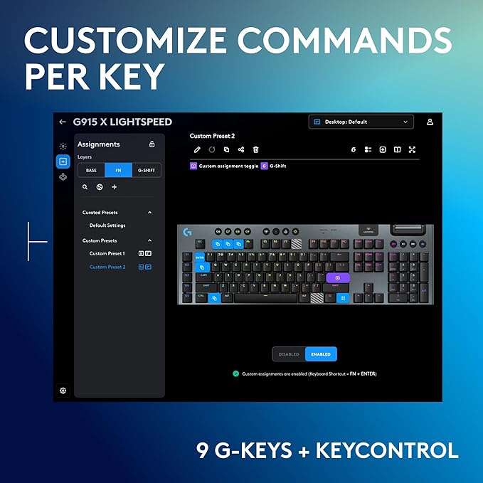 Logitech G915 X Lightspeed Wireless Gaming Keyboard (Clicky) - Black | Low Profile, Mechanical Switches, Double-Shot PBT Keycaps, RGB lighting, Aluminum finish, PC/Mac Compatible