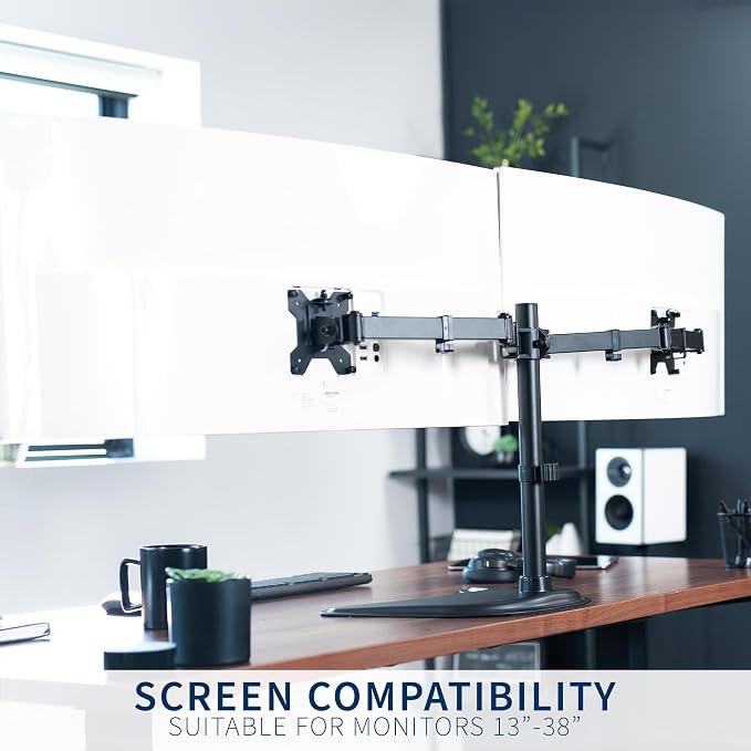 VIVO Dual LED LCD Monitor Free-Standing Desk Stand