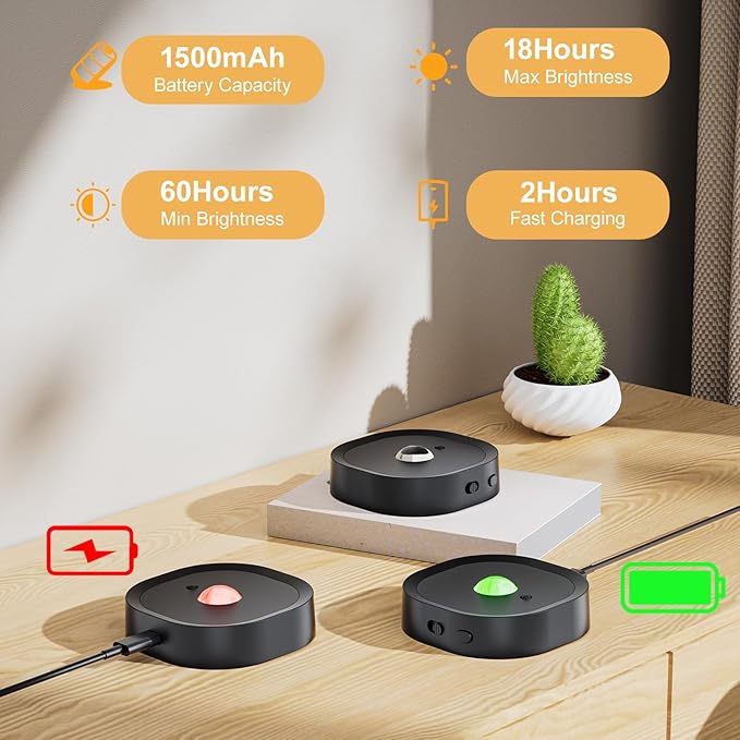 Puck Lights with Remote, Rechargeable Battery Touch Push lights, 3 Colors Led Under Cabinet Lighting, 1500mAh Wireless Tap light, Stick on Closet Light for Kitchen, Pantry, Shelves (Black 6 Pack)