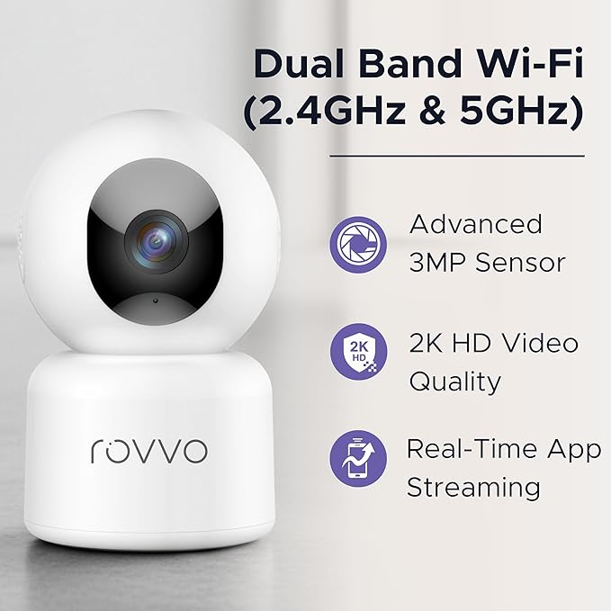 2K HD Pet Camera - 360° Smart Puppy Monitor with 5GHz & 2.4GHz Dual-Band WiFi, Smart Motion Tracking, 2-Way Audio, Night Vision, Indoor Camera for Dogs & Cats, Works with Phone App.