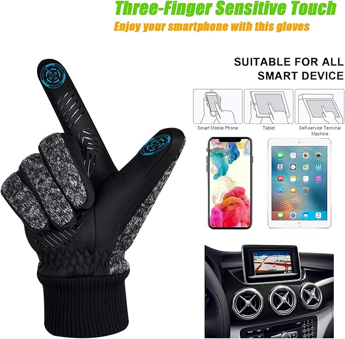 MOREOK Winter Gloves for Men/Women -10°F 3M Thinsulate Warm Touch Screen Snow Ski Bicycle Bike Gloves for Driving/Cycling/Running/Hiking
