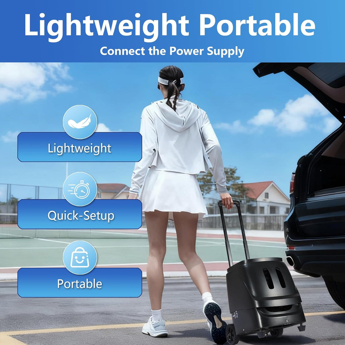 PP-Smart Pro Pickleball Machine - Portable 100+ Ball Launcher with App & Remote, 10 Modes, 20-70 mph