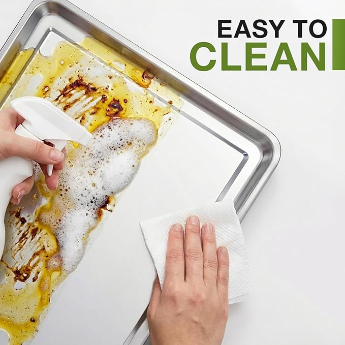 Oil Drip Pan Set – 2pcs Large 31.5 × 19.7 × 1 in Stainless Steel Pans with Gloves – Heavy Duty 410 Oil Drip Pans to Keep Floors Clean for Under Car & Garage Use