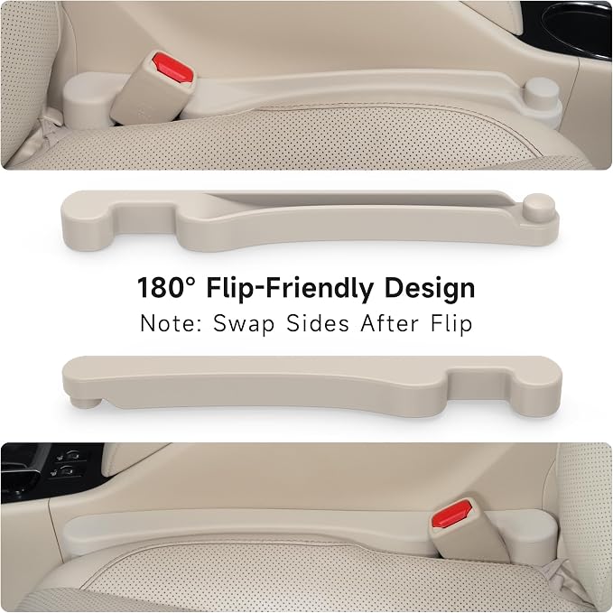 Givifive Car Seat Gap Filler Set of 2, 3IN1 Seat Side Gap Filler Plug with Storage Slot & Hook Function, Soft Foam Universal Fit Car SUV Truck Fill Gap Between Seats Console Organizer���Narrow Ivory���