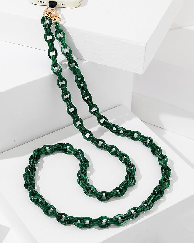 Phone Crossbody Chain CellPhone Lanyard, Acrylic Shouder Strap Universal Lanyard Chain with Tether Patches Compatible with Most Phones Bag Purse (multi-color
