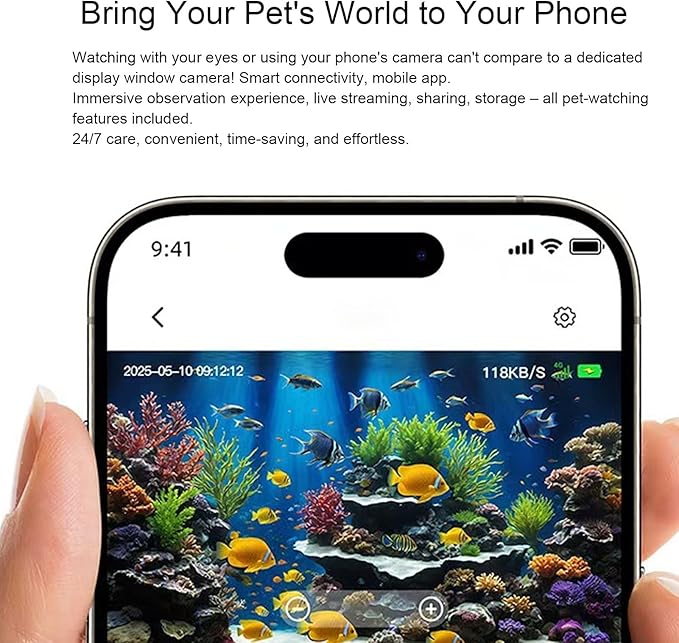 Zopsc 3MP 2K Fish Tank Camera, 2K 3MP HD 140 Degree Wide Angle Aquarium Terrarium Pet Camera with AI Motion Detection for Fish Lizard Reptile Pet