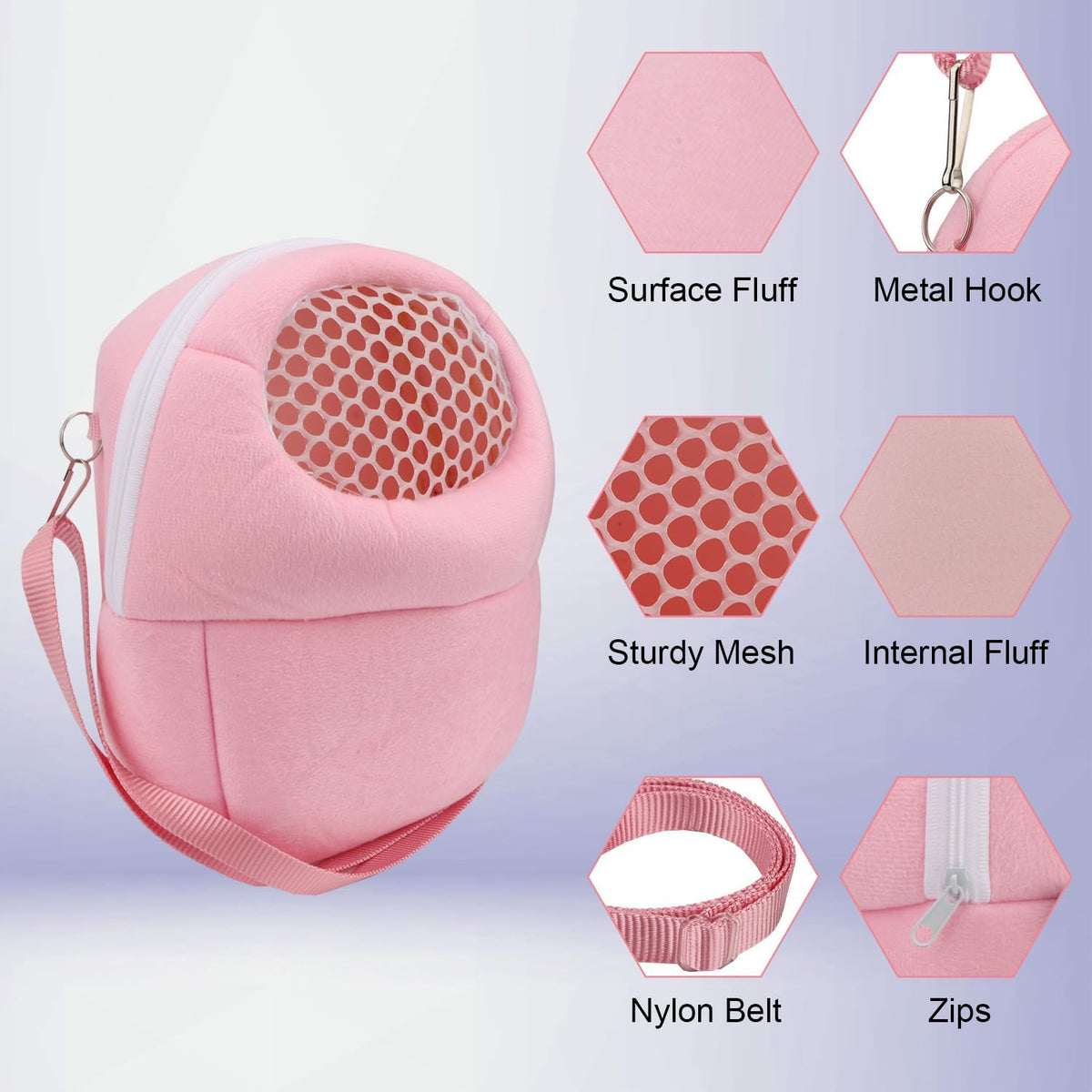Hypeety Pet Carrier Bag Pet Sling Carrier Backpack Portable Travel Backpack Breathable Outgoing Bag bonding Pouch for Small Pets Hedgehog Hamsters Sugar Glider Chinchilla Guinea Pig (Pink)