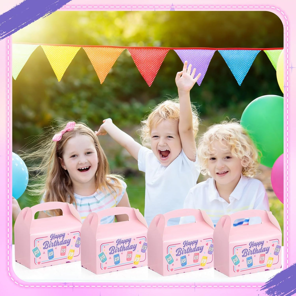 24 Pack Soda Pop Theme Birthday Party Favor Pink Paper Gift Boxes