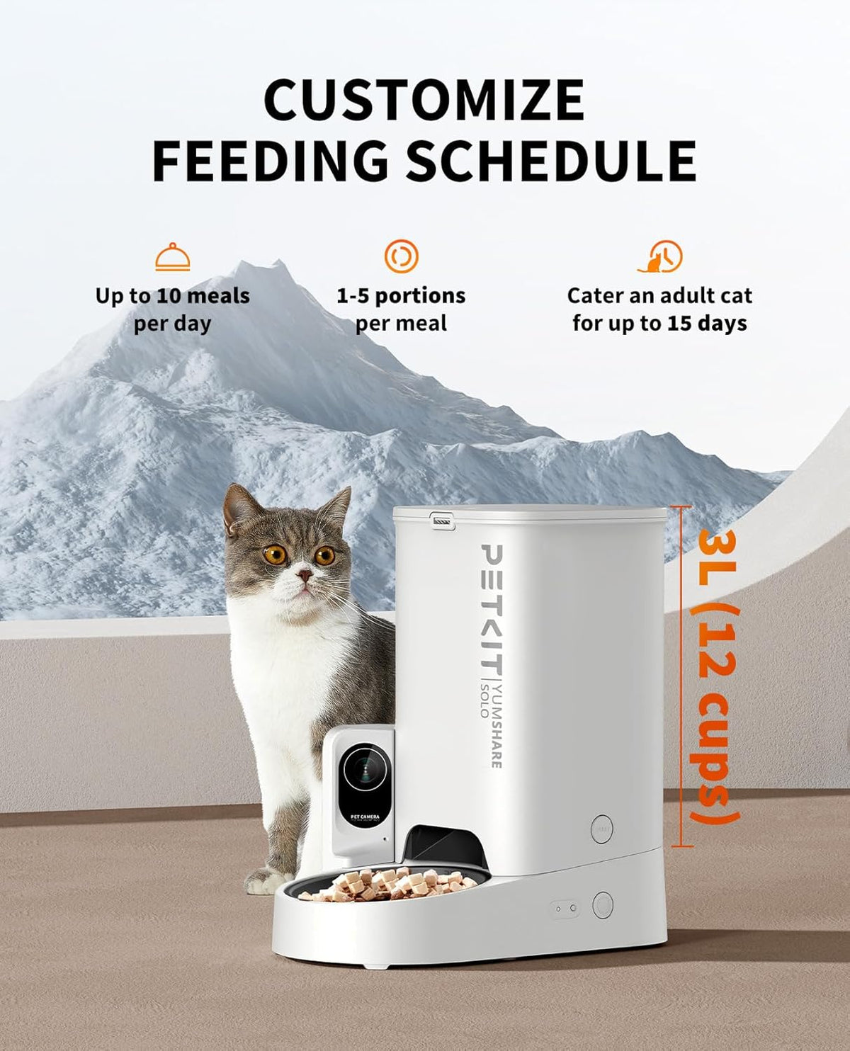 PETKIT Automatic Cat Feeder with Camera, 1080P HD Video with Night Vision, 2.4G WiFi Pet Feeder for Cat & Small Dog, 2-Way Audio & Meal Call Pet Food Dispenser with Desiccant Bag, Motion Capturing