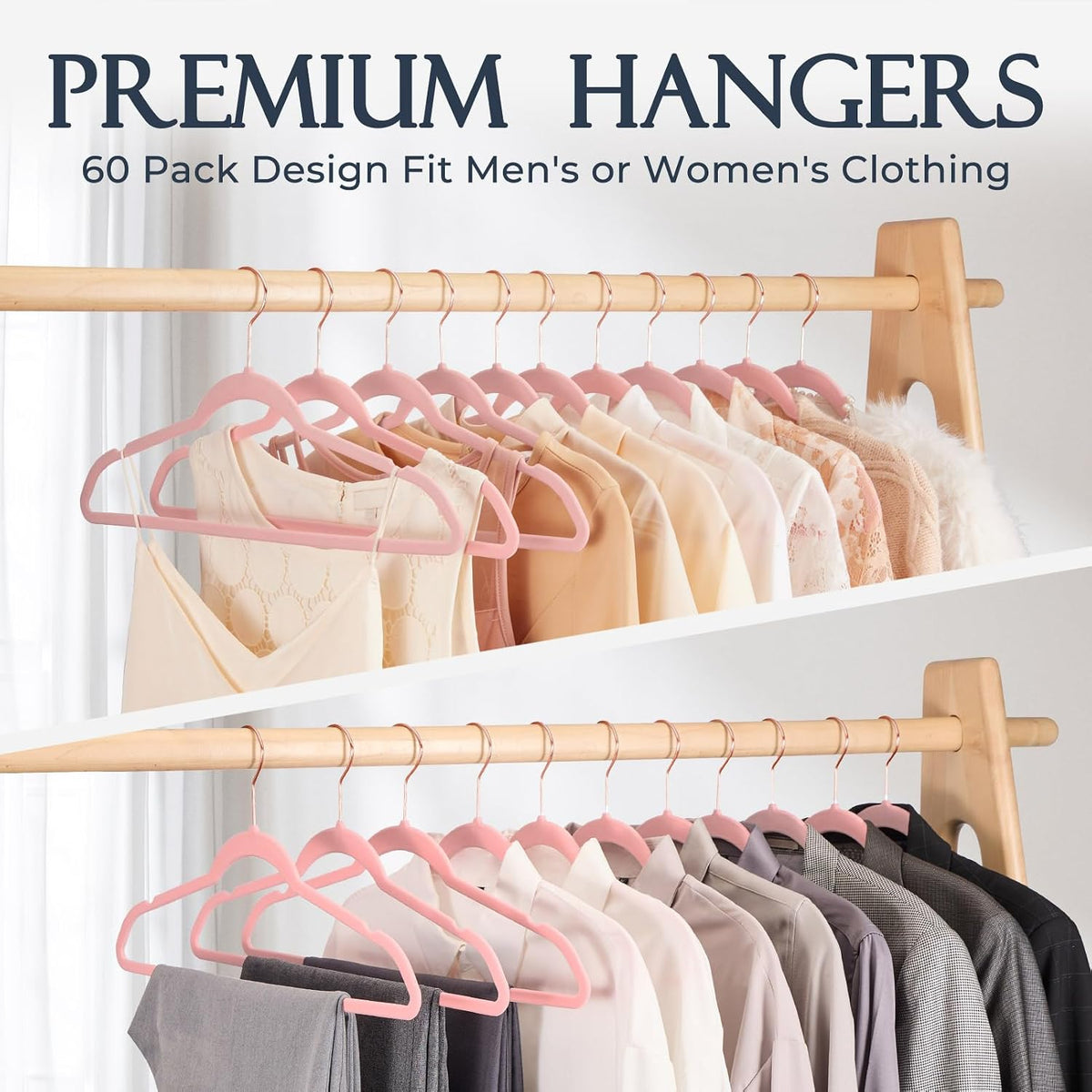 Pink Velvet Hangers 20 Pack, Premium Non-Slip Felt Clothes, Sturdy Heavy Duty Coat, Durable Hangers for Suits, Space Saving with No Hanger Mark, 360° Swivel Rotating Rose Gold Hook