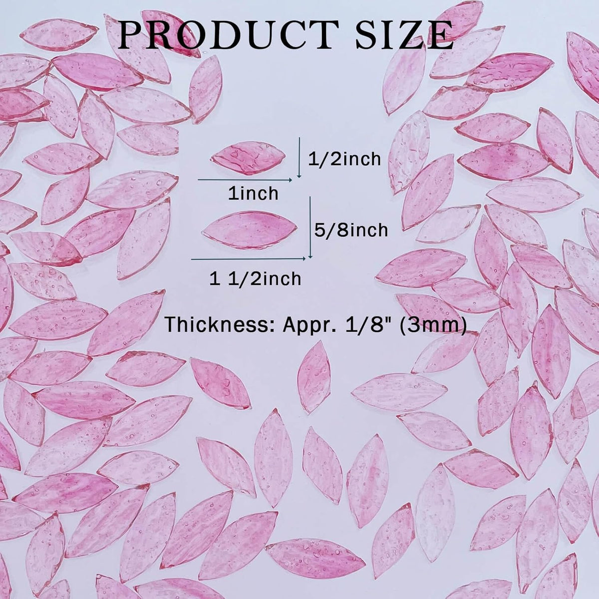120 Pieces Pink Textured Transparent Mosaic Glass Petals & Leaves in 2 Sizes, Hand-Cut Stained Glass Mosaic Tiles for Crafts - Ideal for Mosaic Art Projects and Home Décor