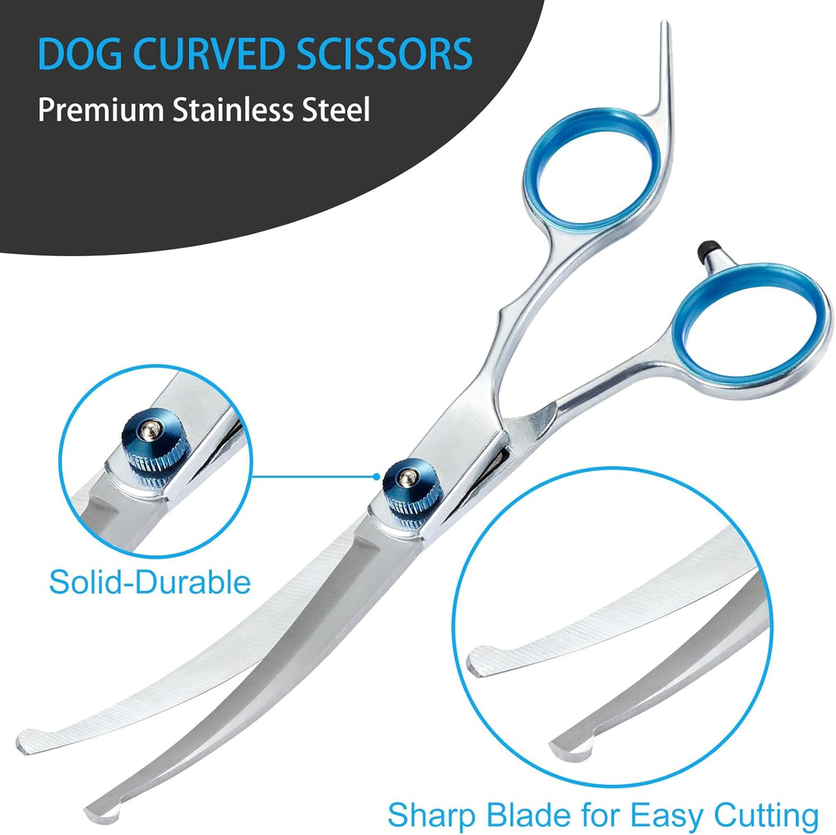 5 in 1 Premium Dog Grooming Scissors, Professional Dog Scissors for Grooming with Safety Round Tips, Lengnoyp Stainless Steel Thinning Shears, Pet Cat Shears for Grooming Kit