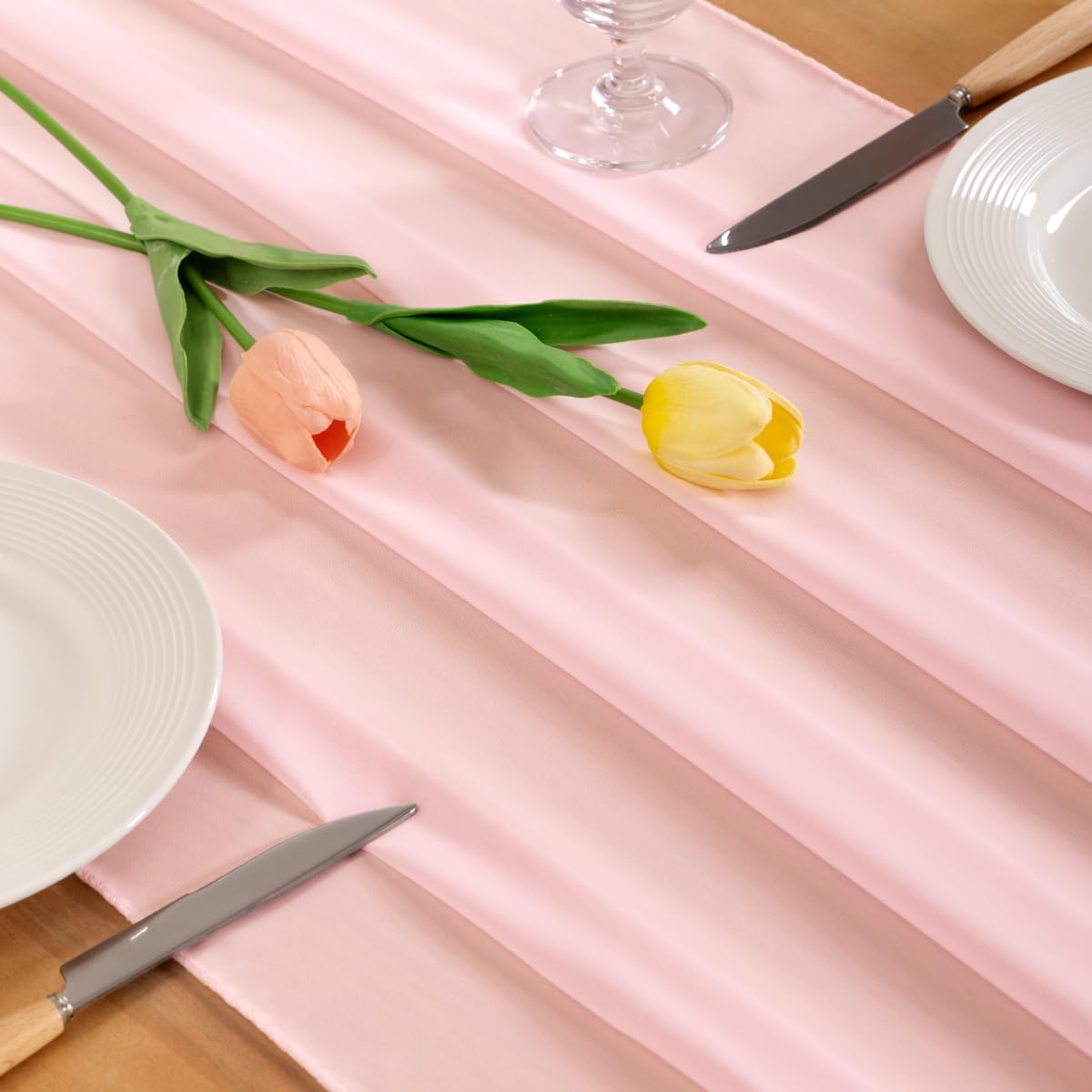 Blush Pink Chiffon Table Runner Fall Boho Wedding Birthday Party Decor