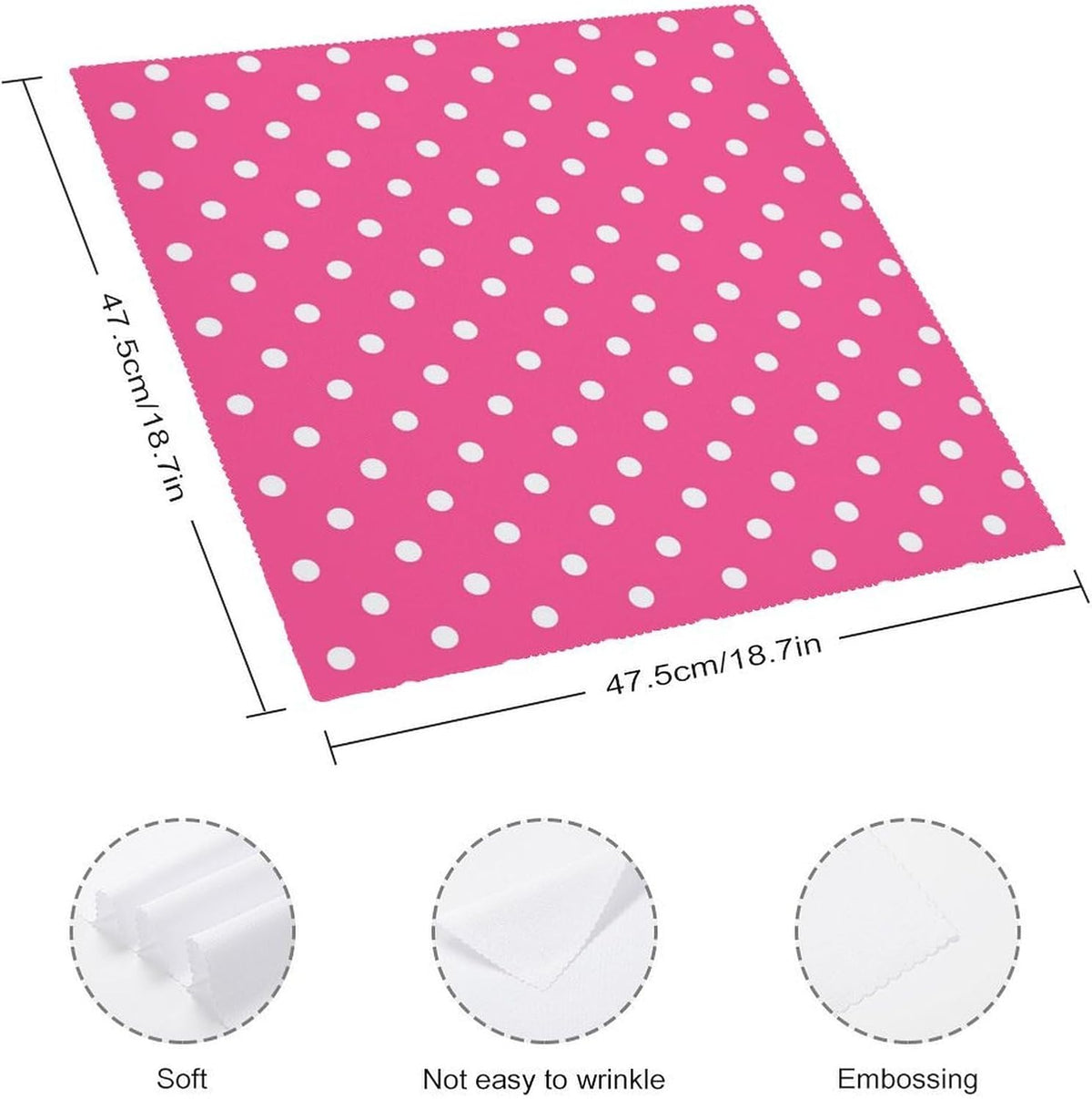 Pink Polka Dot Soft and Lightweight Napkins, Suitable for Dining Tables 2 PCS