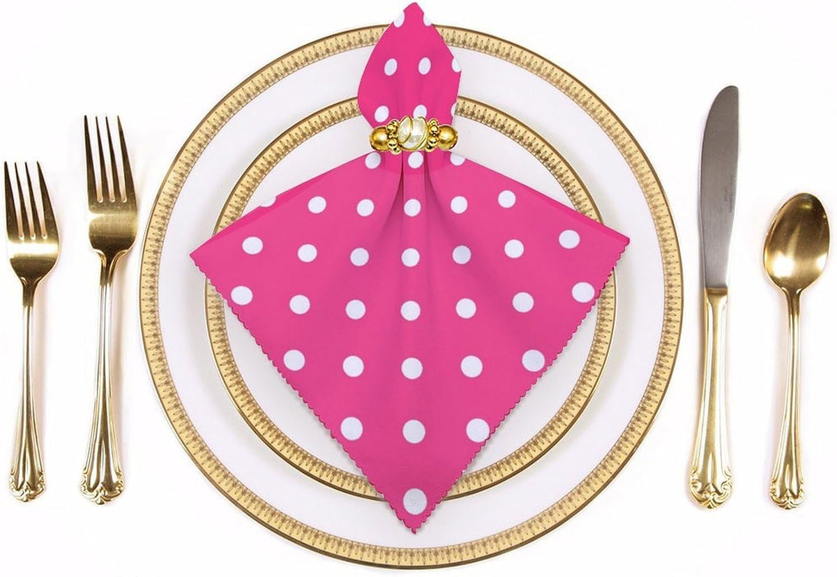 Pink Polka Dot Soft and Lightweight Napkins, Suitable for Dining Tables 2 PCS